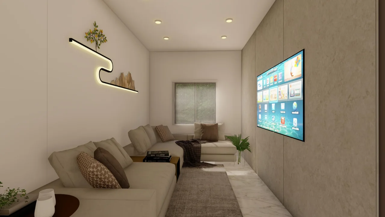 Entertainment lounge with TV and seating at Bharosa Care Centre